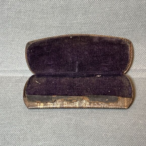 Lot 2 Antique 1900s Eyeglasses Gold Round Wire Frame Spectacles w/Case Edwardian - Picture 12 of 15